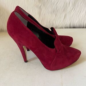 Nine West leather suede red wine hidden platform heels pointed toe size 10.5M